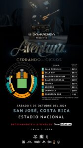 Aventura ha hecho vibrar a todo Costa Rica con apenas el anuncio de su concierto en el país y oficialmente la preventa de entradas para el show del sábado 5 de octubre en el Estadio Nacional, iniciará este próximo viernes.