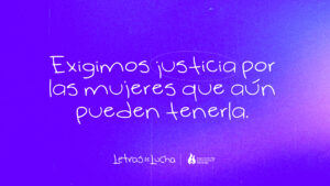 Letras de Lucha busca sensibilizar, humanizar y presionar. Estos 12 proyectos de ley conforman una agenda de seguridad para las mujeres, construida por varias Diputadas y Diputados, y hoy se presentan escritos con las letras de cada una de las víctimas.