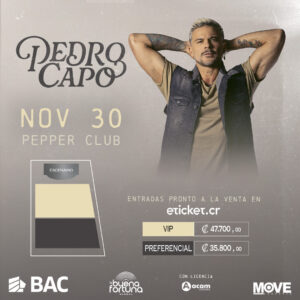 Eso es lo que promete el cantante Pedro Capó, y que asegura vivirán todos sus fans en el concierto que ofrecerá el próximo sábado 30 de noviembre, en Pepper Club.